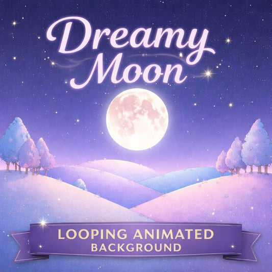 Animated Background | Moonlit Pastel Landscape Loop | Seamless Video Background for Anime Kawaii Streams, Overlays, VTubers