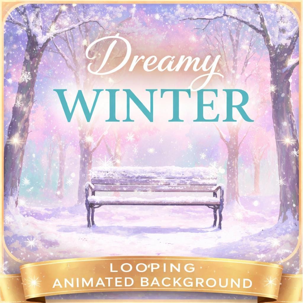 Snowfall Loop Video | Winter Park Bench Animated Background, Cozy Ambience | Seamless Winter Video for Streaming, Events, YouTube