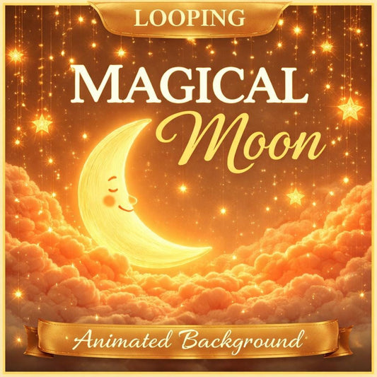 Moon Background Loop Animation | Cute Moon and Stars | Space Night Sky Animated Video for Overlays, Streaming, Videos