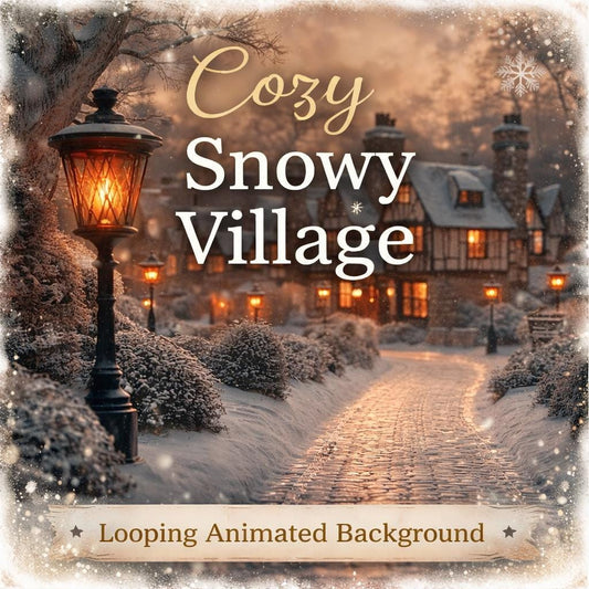 Snowy Christmas Village background loop | Animated winter village video | Seamless loop video background for holiday projects