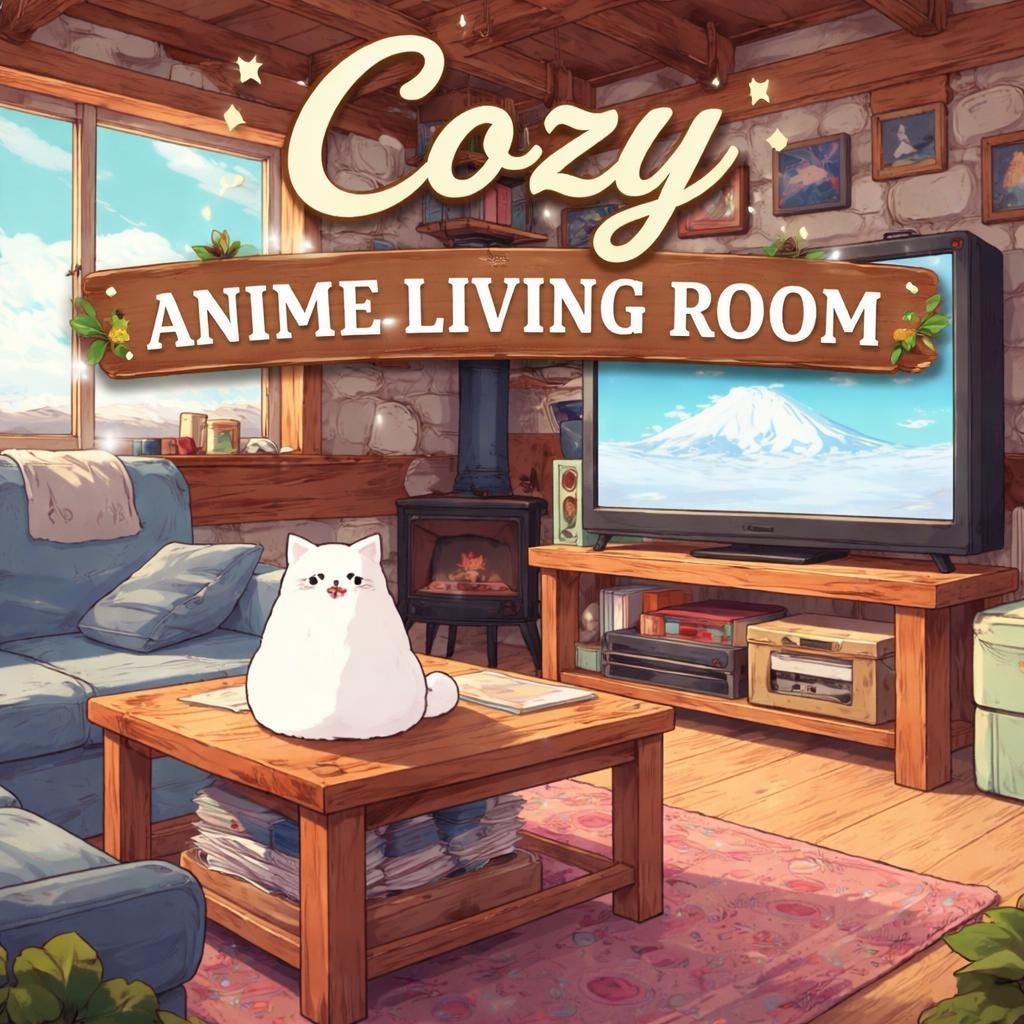 Cozy cabin cat loop animation | Cute kawaii lofi background video | Relaxing cozy ambience for streaming, study, and decor