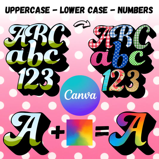 Letter Canva Frames - Drag and Drop Frames - Groovy Retro Doodle Fillable Alphabet Font Letters PNG Canva Frame Alphaset Doodle Templates