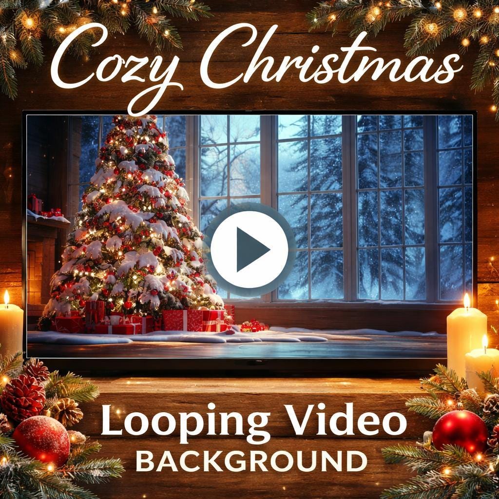 Christmas background loop | Cozy winter snow tree animation | Lofi ambience video for relaxing, streaming, and holiday decor
