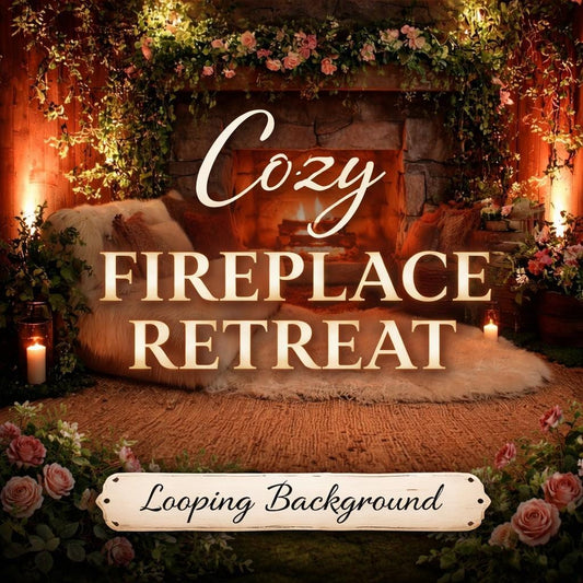 Cozy fireplace ambience loop | Rustic animated background, lofi cozy video | Relax, study, streaming, YouTube, Twitch