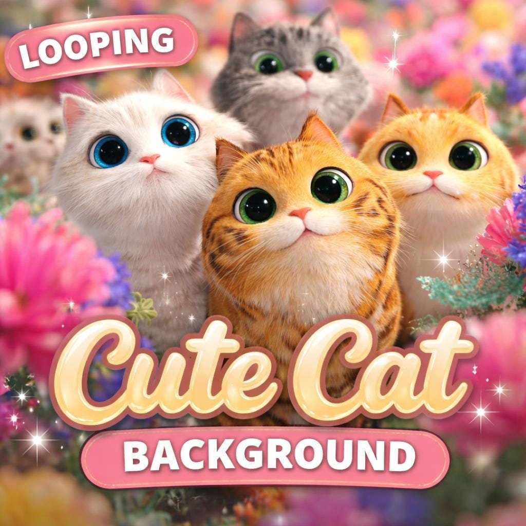 Cute Cats Animated Loop Video | Seamless abstract background, pets, cute loop, cats video | Twitch, YouTube, Zoom, presentations