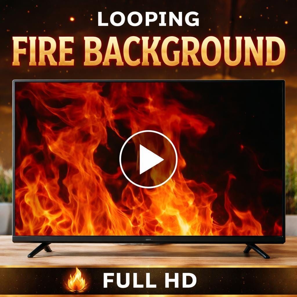 Fire background loop video | Seamless flames motion background | Animated virtual background for video, streaming, and presentati