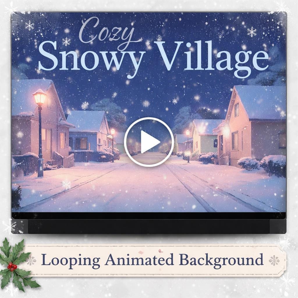 Cozy Winter Snowy Street Loop | Animated background, winter video, snowy ambience | Lofi study, streaming, cozy decor