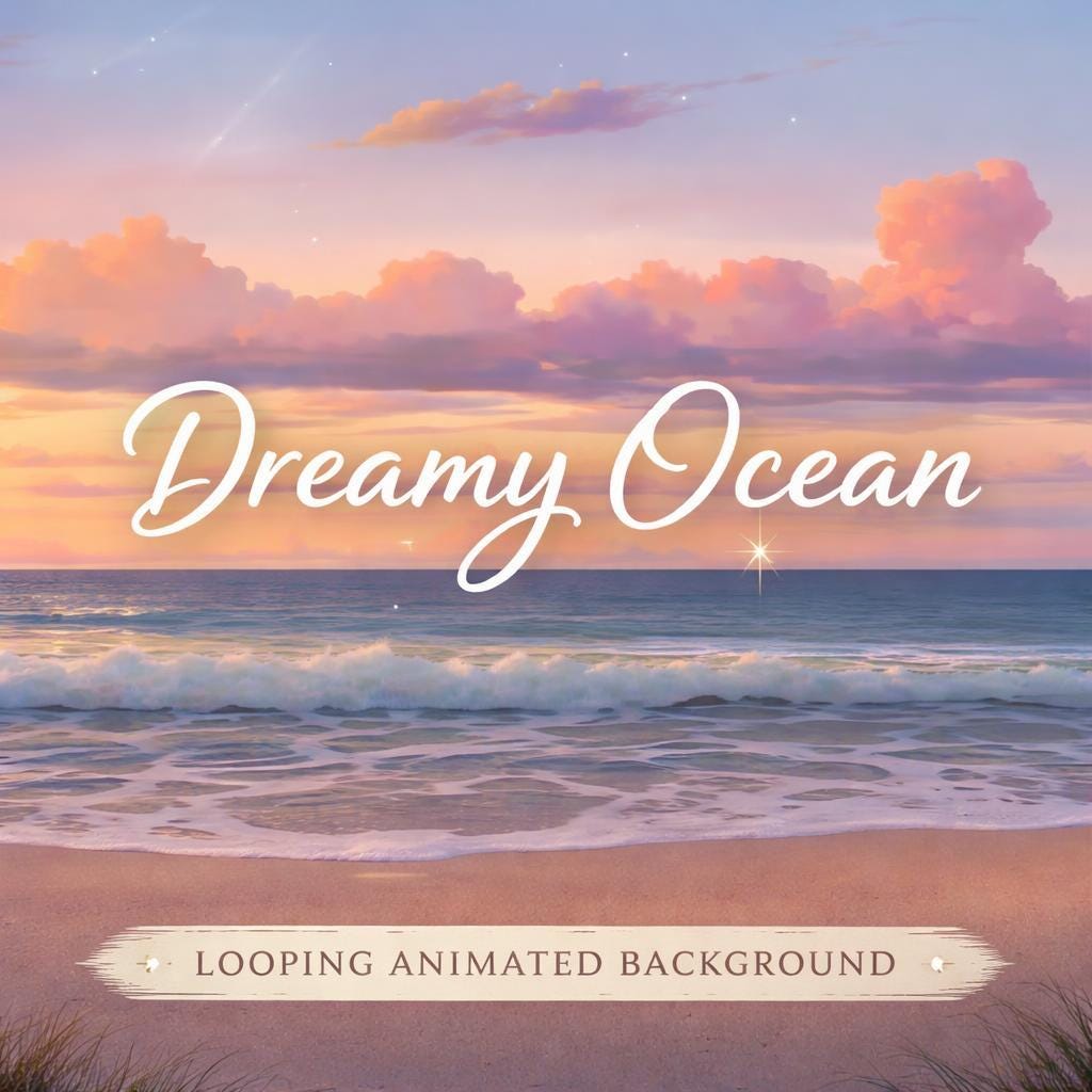 Ocean Loop Video | Sunset Sea Waves Animated Background, Calming Wave Loop | Seamless Abstract Screen, Sunset Video for Displays