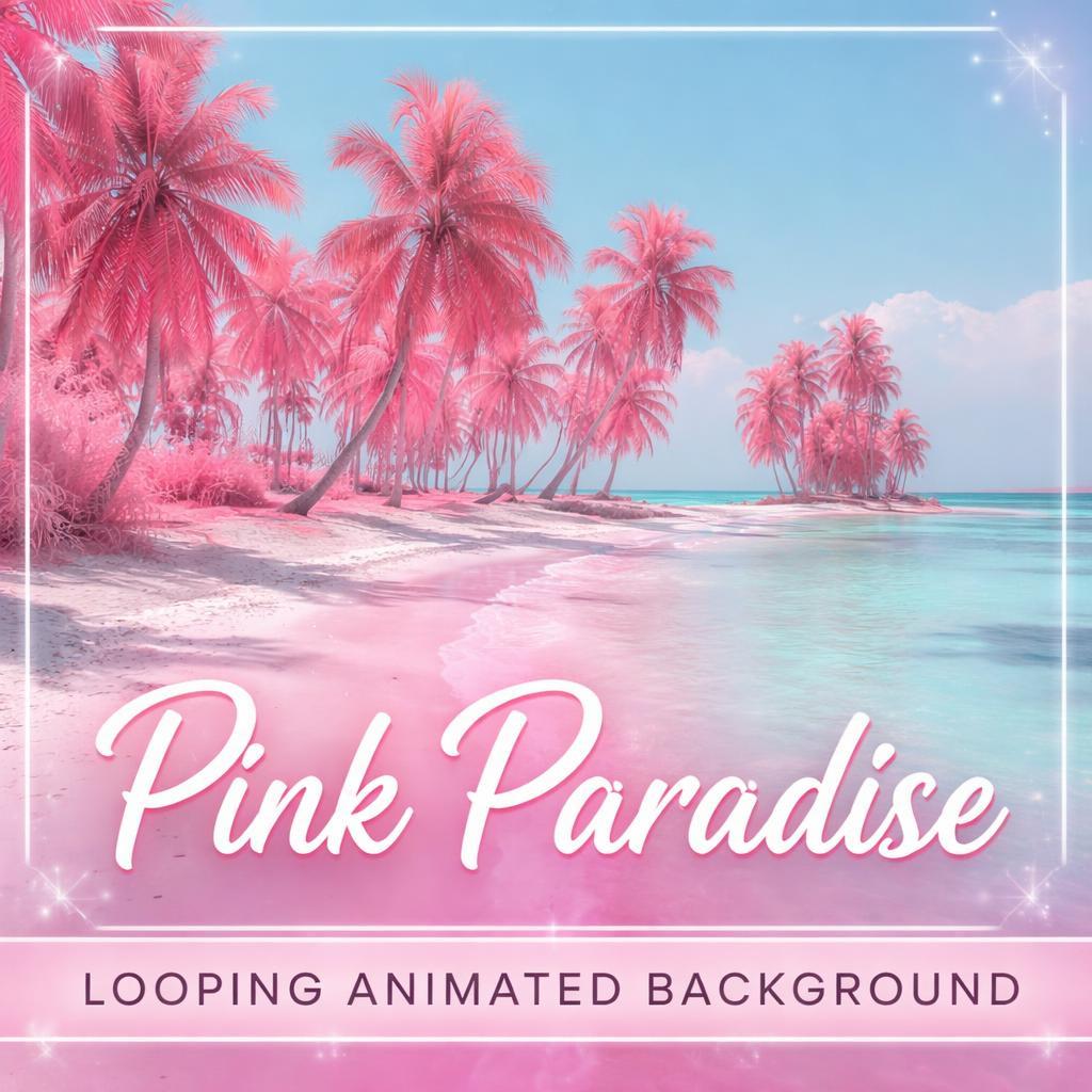 Pink Tropical Beach Loop Animation | Ocean Background Video, Pink Aesthetic | Animated Beach Backdrop for Stream, Video Edits, Ev