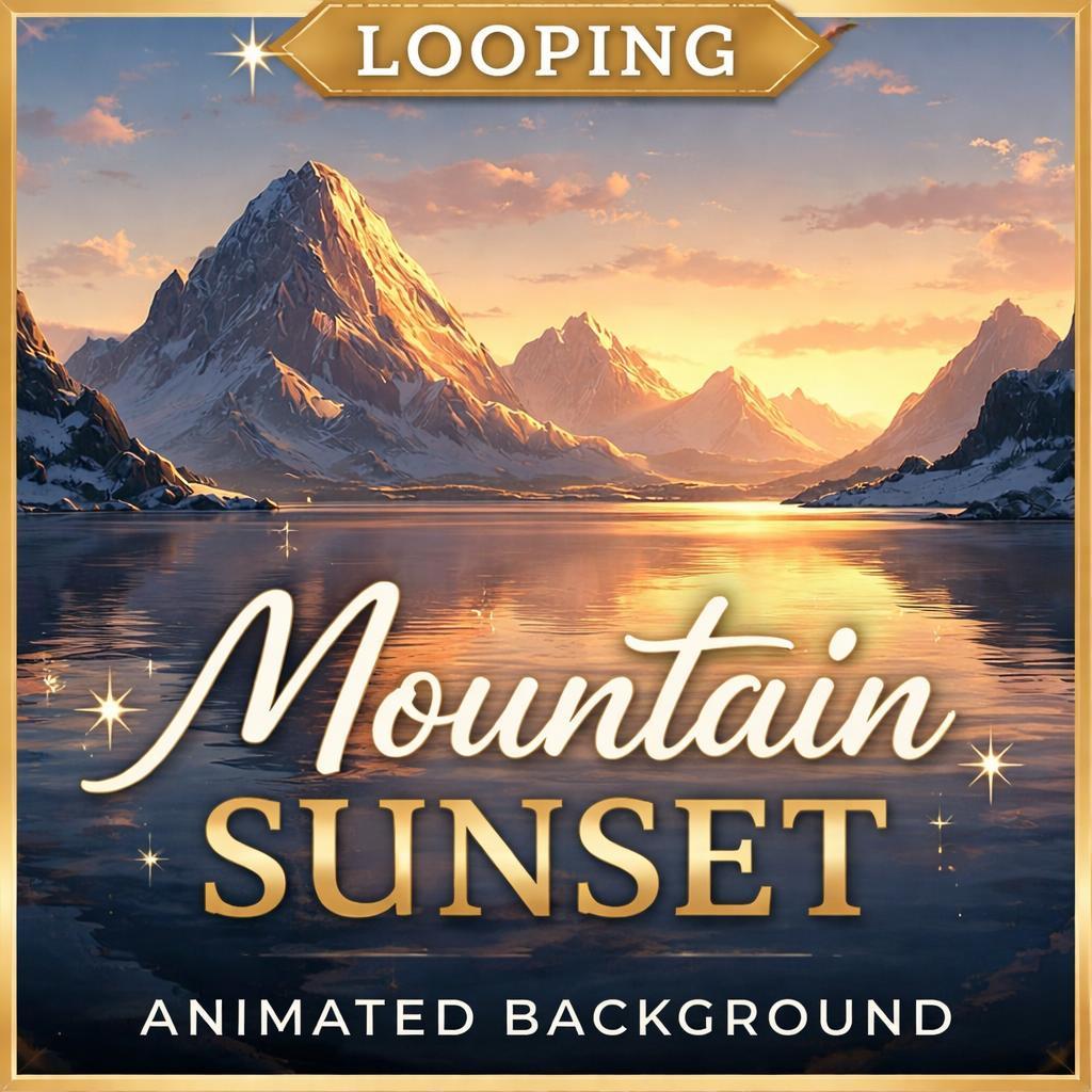 Arctic sunrise background loop | Mountain lake scenic animated video | Calming nature anime & kawaii use