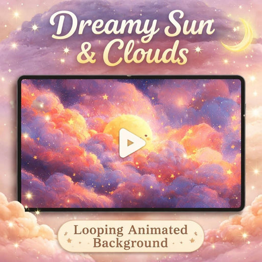 Kawaii Sun Cloud Loop Animated Background | Cute Aesthetic Sky, Celestial Space | Seamless Video for Stream, Overlay, Editing