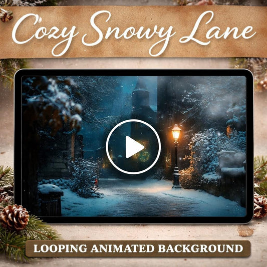 Snowy Street Lamp Loop Video | Winter Background, Seamless Snow Loop, Cozy Ambience | Animated Backdrop for Christmas Scenes