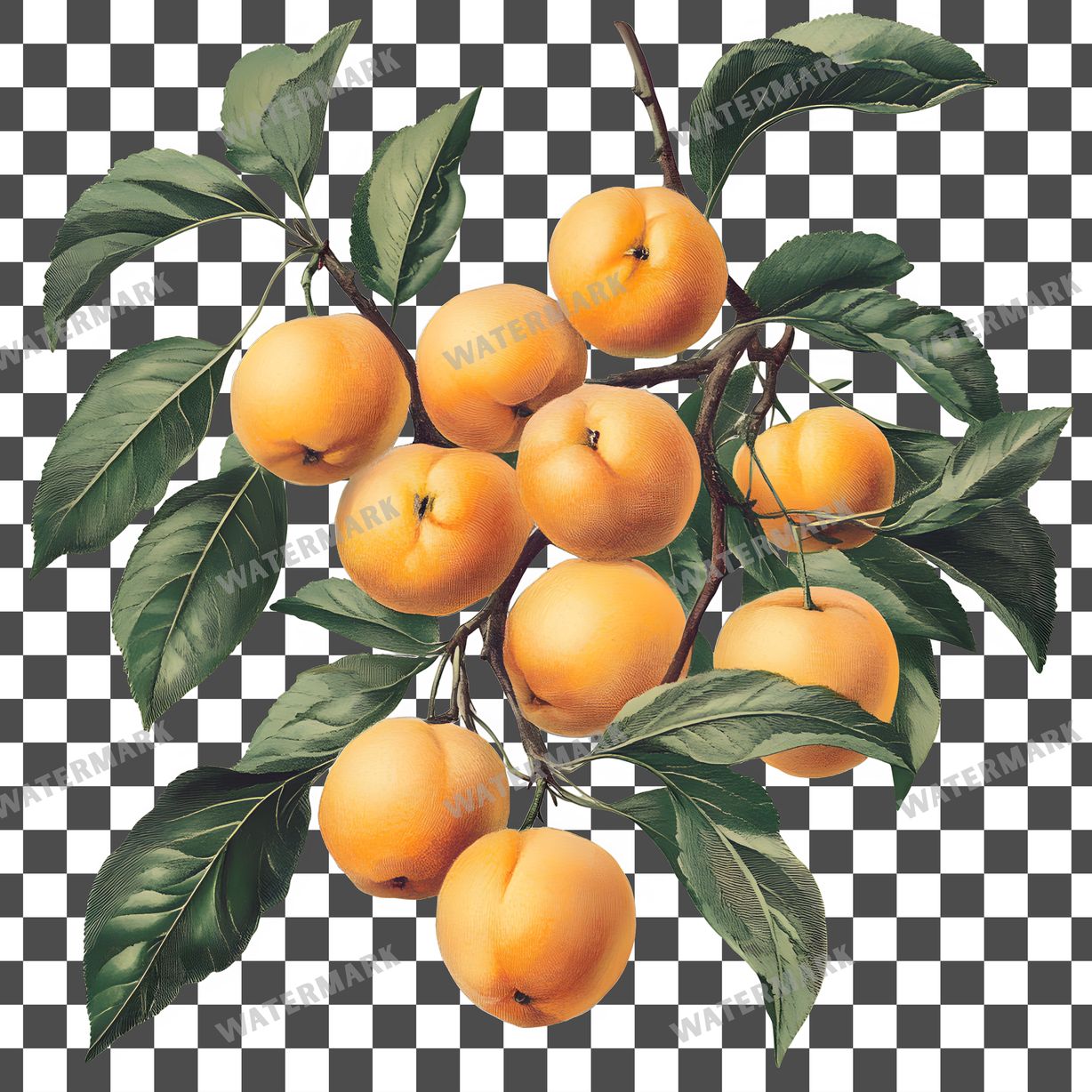 Apricots Vintage Style Clipart Pngs