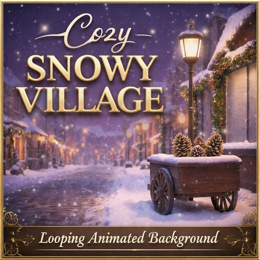 Christmas background animated loop | snowy village video backdrop | seamless winter scene for OBS, streaming, events