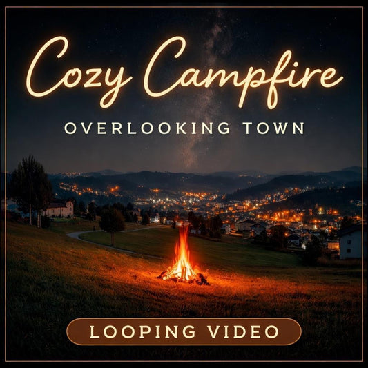 Animated Night City Background | Neon skyline, rain, campfire loop video | Cozy lo-fi scene for streams and videos