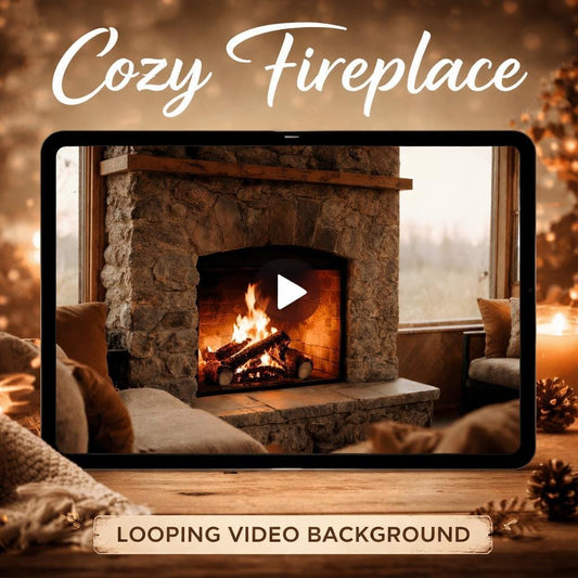 Cozy Cabin Fireplace Loop Video | Forest & Nature animated screen, seamless video | cozy ambience, lofi background, cabin backgro