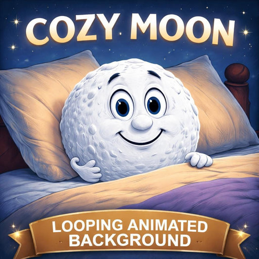 Cute Sleeping Moon Animation Loop | Cozy night sky, space background | Lo-fi study, sleep, relaxing video backdrop