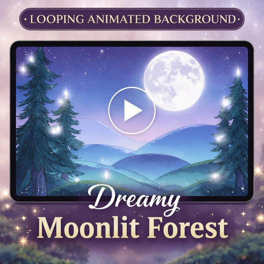 Moonlit forest background loop | Anime kawaii night video, cozy ambience, nature scene | Animated background for streams & VTubers