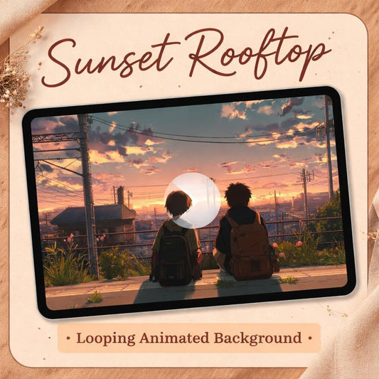 Anime Sunset City Loop Background | Neon rain skyline, animated video | Stream overlays, VTuber, Twitch, YouTube, desktop scenes