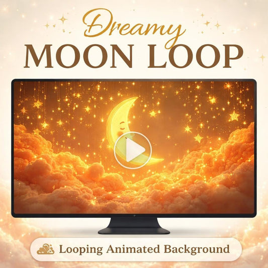 Moon Background Loop Animation | Cute Moon and Stars | Space Night Sky Animated Video for Overlays, Streaming, Videos