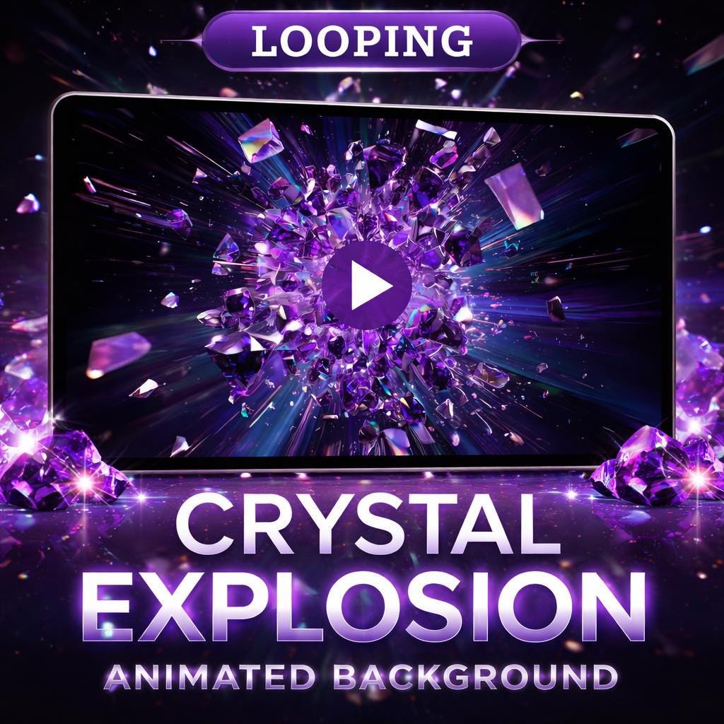 Purple crystal shatter loop video | seamless abstract animated background | purple video background for edits and overlays