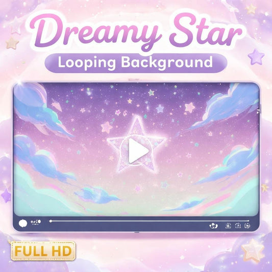 Pastel Starry Sky Loop Animation | Cozy lo-fi cloud background, starry night loop video | Animated sky for streams & overlays