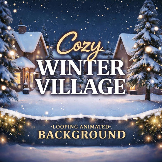 Snowy Christmas Village Loop Video | Animated winter background, cozy village scene | Festive backdrop for videos, streams, events