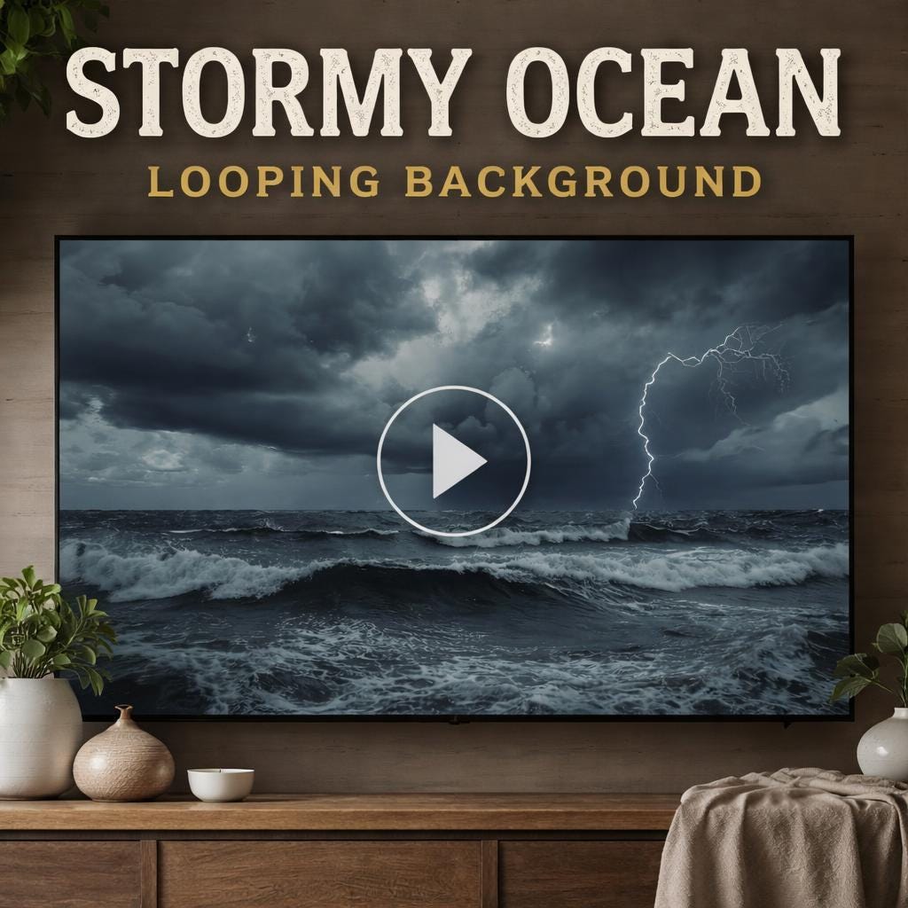 Stormy Ocean Waves Loop Video | Rainy Sea Background, Stormy Video, Ocean Loop | Calming Waves, Relaxing Screen, Digital Backdrop