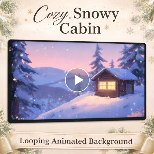 Winter cabin background loop | Cozy snowfall ambience video | Christmas motion background for lofi, streaming, and decor