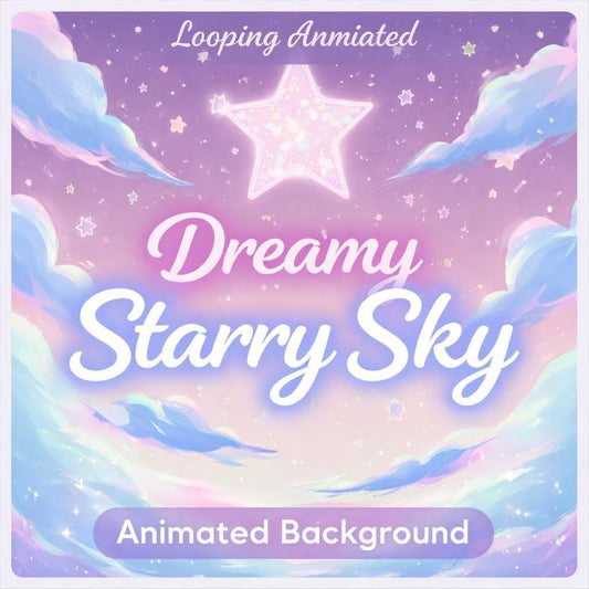Pastel Starry Sky Loop Animation | Cozy lo-fi cloud background, starry night loop video | Animated sky for streams & overlays
