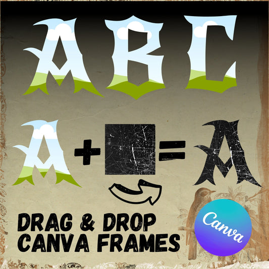 Alphabet Canva Frames - Vintage Tattoo Letters - Drag and Drop Letters Numbers Frames Alphaset Tattoo Alphabet Designs Canva Templates