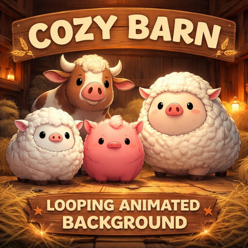 Kawaii Farm Animal Animated Background | Cute Seamless Loop Video | Anime & Kawaii Decor, Streaming, VTuber, Overlay