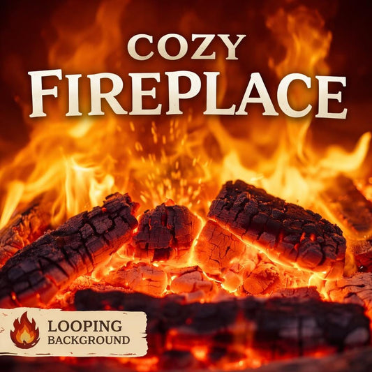 Fireplace Loop Video | Cozy ambience background, seamless digital backdrop | Lofi study, relaxing motion loop video