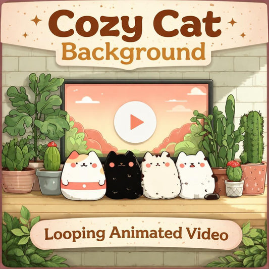 Cute Cat Cafe Animation Loop | Anime Kawaii cozy ambience | Lofi animated background for videos, streams, study, relaxation