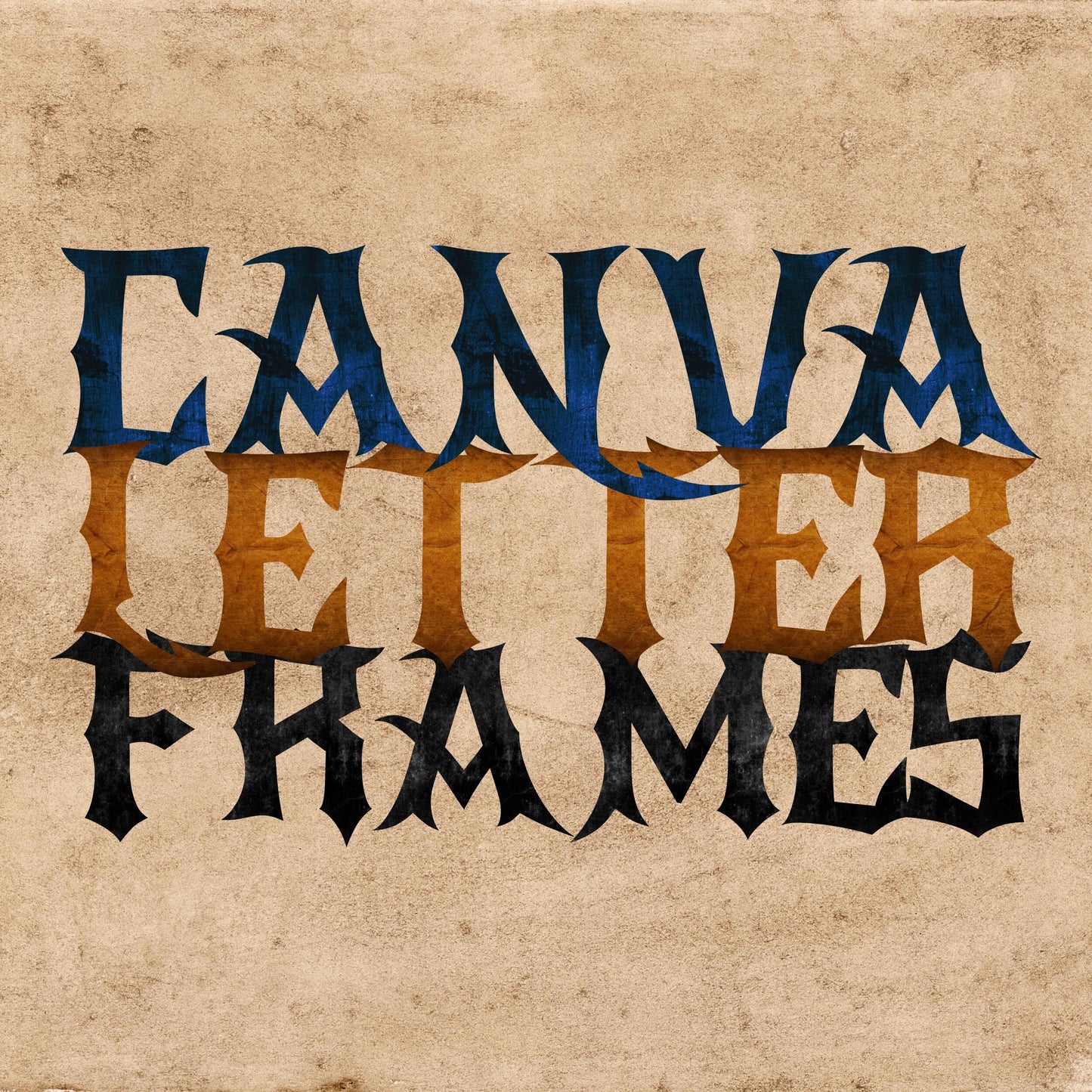 Alphabet Canva Frames - Vintage Tattoo Letters - Drag and Drop Letters Numbers Frames Alphaset Tattoo Alphabet Designs Canva Templates