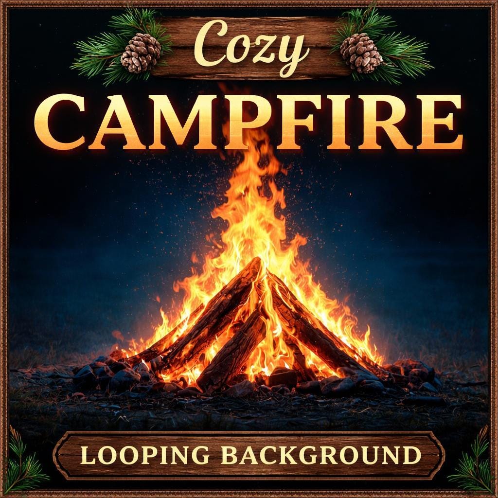 Campfire Looping Video Background | Seamless Animated Loop, Fire & Smoke Motion Background | Relaxing Room, Stream, Event Visuals