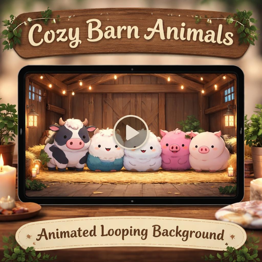 Kawaii Farm Animals Animated Background | Cute Loop Video Backdrop | Farm Video for Stream, Zoom, YouTube, Twitch