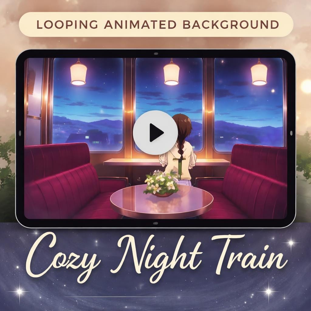 Anime background loop | Night train window video, animated backdrop | Seamless looped background for streams and videos
