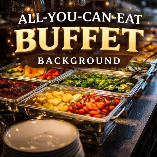 Animated Buffet Food Bar Background Loop | Colorful Seamless Video | Food & Drink Display | Video Background