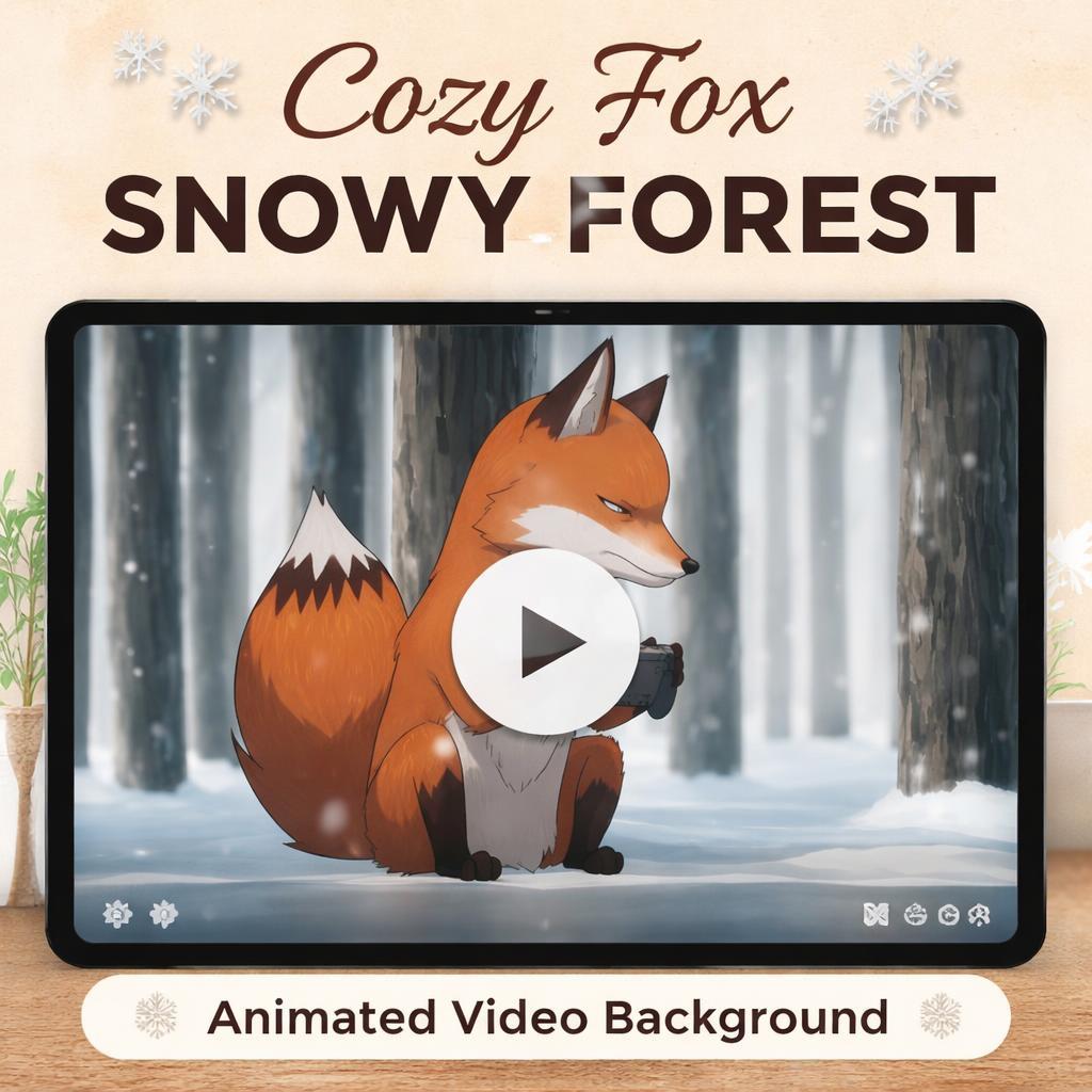Fox Gaming Snowy Forest Loop | Cozy nature animated background | Twitch streamer video | Anime kawaii ambience