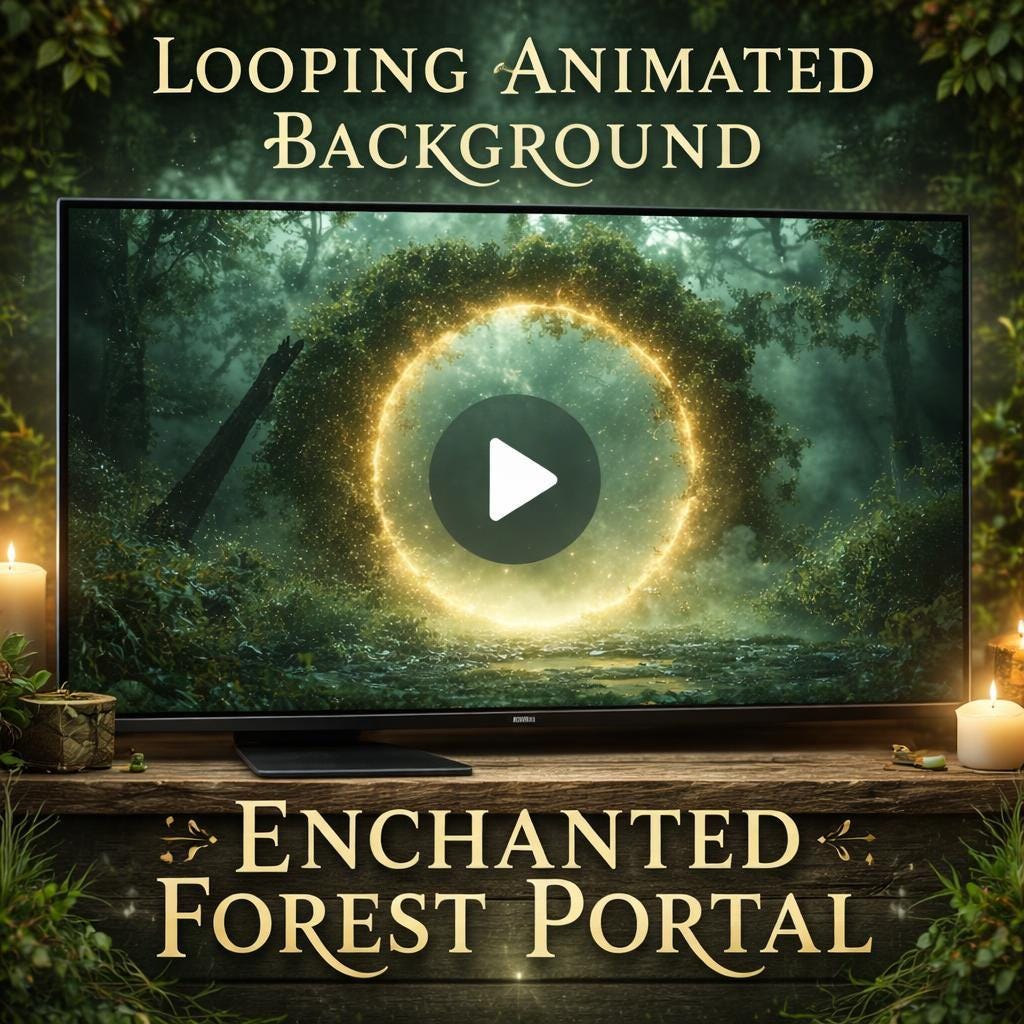 Forest Magic Portal Animated Background | Nature Forest Loop Video | Cozy Ambience, Fantasy Portal Video, Magic Loop