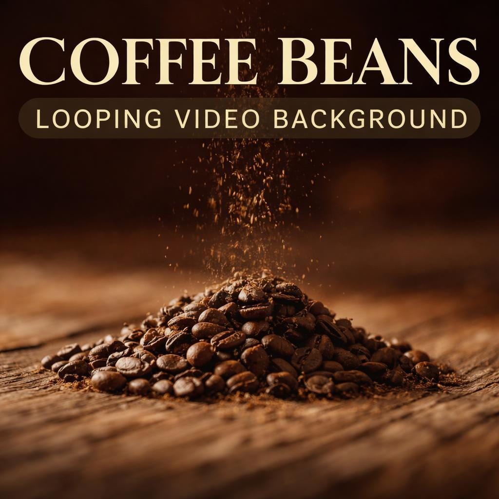 Coffee Beans Pouring Loop Video | Seamless Animated Background | Cozy Cafe Ambience, Lofi, Abstract, Relaxing, Menu Display, Stre