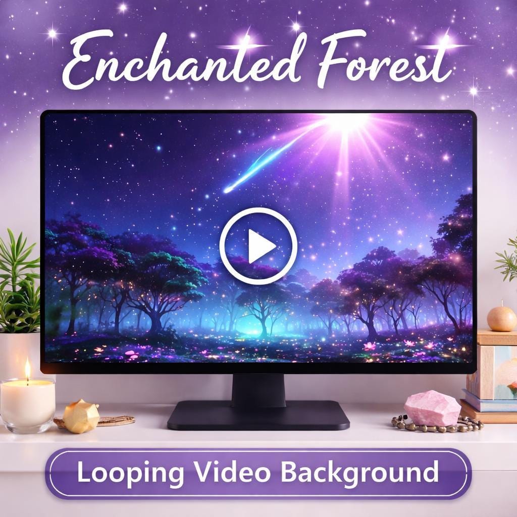 Starry Forest Animated Background | Fantasy Nature Loop Video | Cozy Ambience for Anime & Kawaii Streams, Vtubers, Overlays