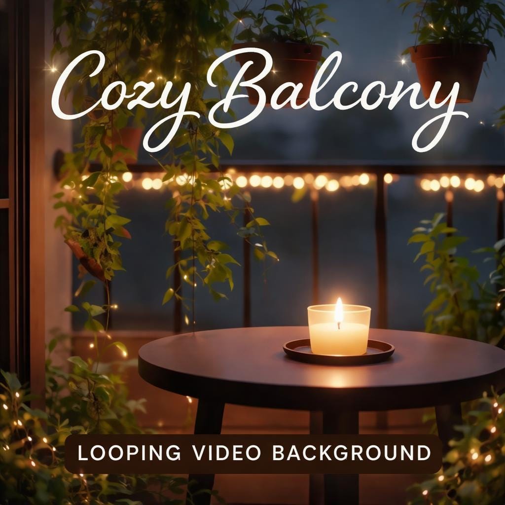 Animated Background Loop | Cozy Balcony Candle Night Ambience | Lofi Seamless Video for Study, Relax, Streaming