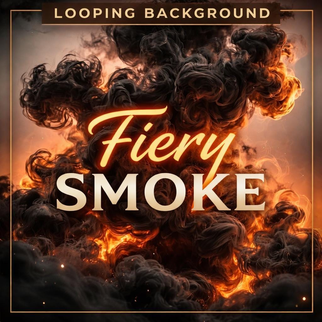Looping Fire Smoke Background Video | Seamless Animated Backdrop | Abstract Looped Video for Overlays, VJ, Social Media, Editing