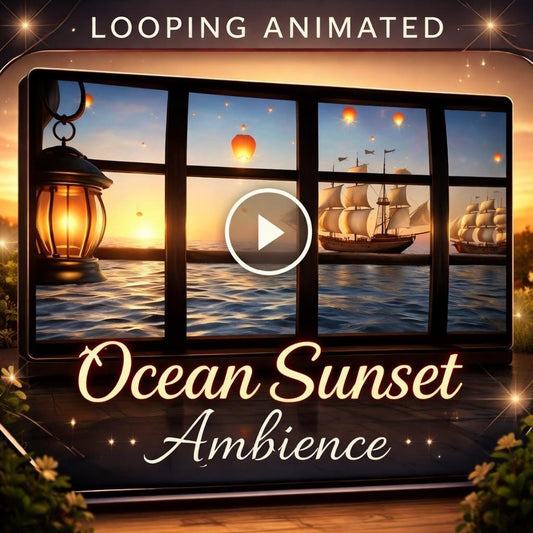 Ocean Background Loop | Sunset Sailing Ship Animated Video | Seamless Sea Waves | VJ, Screens, Stream, YouTube, Overlay