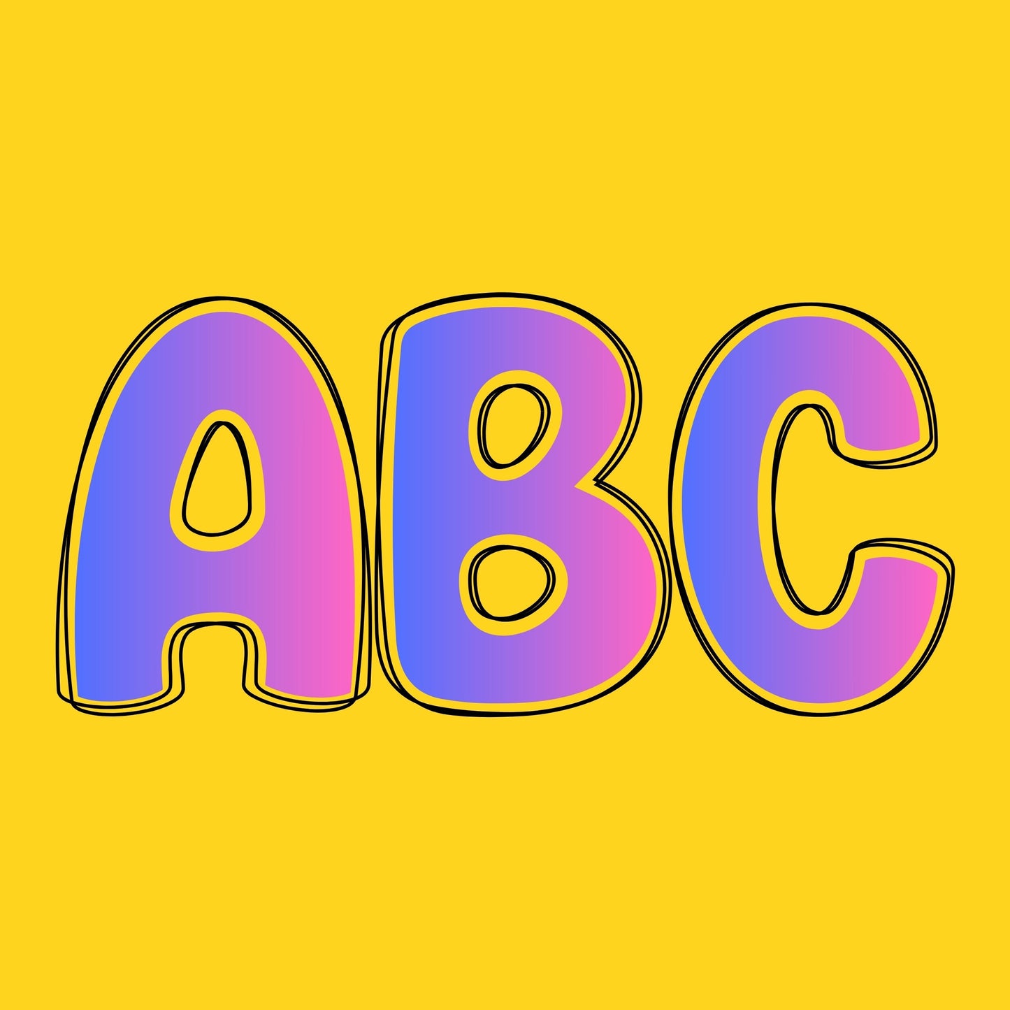 CANVA Doodle Letters - Drag and Drop Frames - Groovy Retro Doodle Fillable Alphabet Font Letters PNG Canva Frame Alphaset Doodle Templates