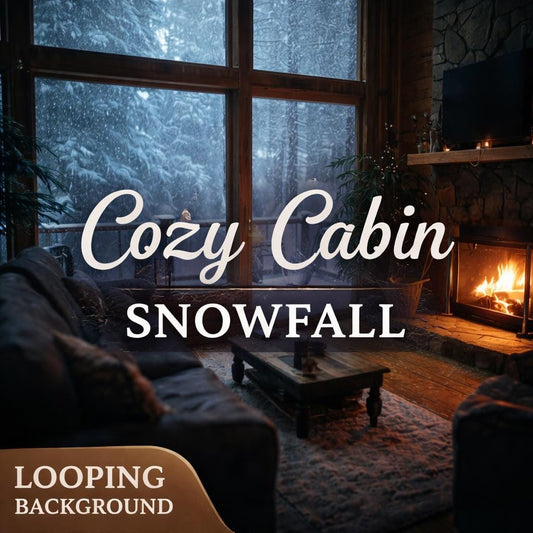 Animated Fireplace Background Loop | Cozy Cabin Snowstorm | Lofi Ambience Video for Christmas Winter Scenes
