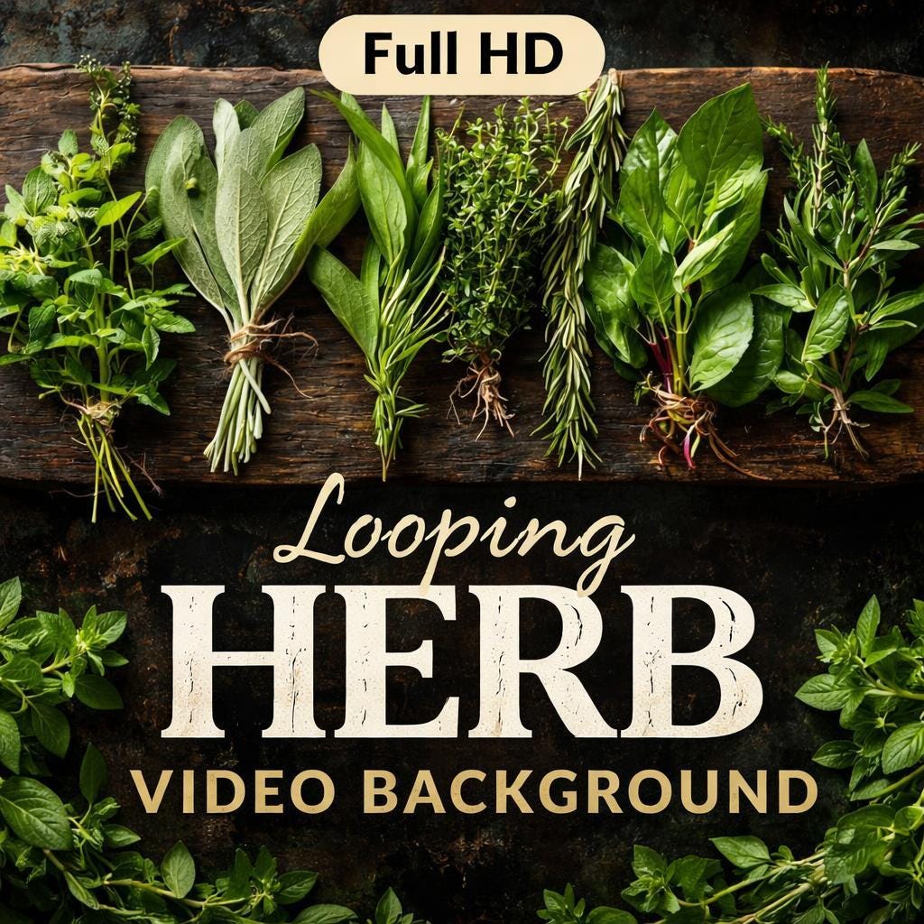 Animated Background Loop | Herb Kitchen Animation Video | Seamless Video Background for Food & Drink Scenes