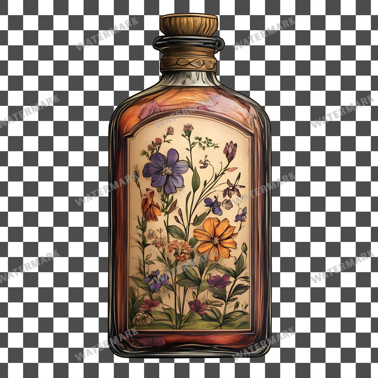 Apothecary Bottles Vintage Style Clipart Pngs
